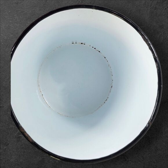 Vintage Enamel “Glace 33 Grand Hotel” Ice Bucket White Black Rim Barware - Picture 6 of 10